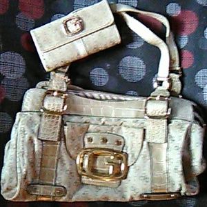 Gold guess purse